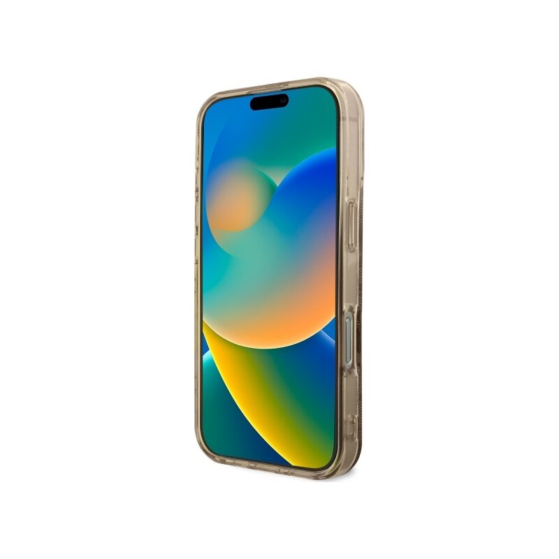 Husa iPhone 16 Pro originala Guess IML Peony On 4G Background MagSafe, maro, GUHMP16LH4PYEEW