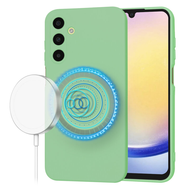 Husa silicon Samsung Galaxy A25 5G Techsuit SoftFlex MagSafe, verde deschis