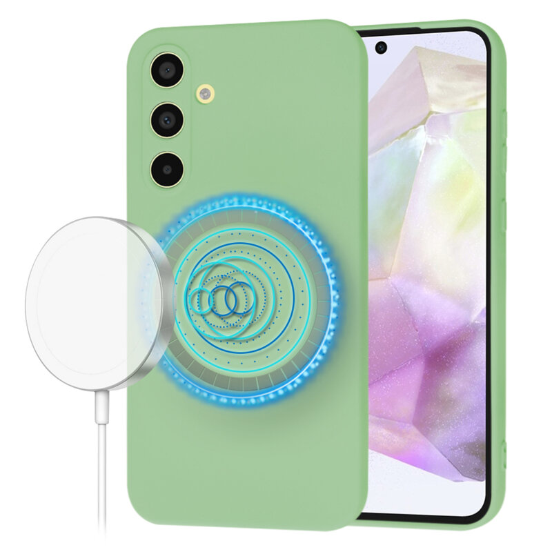 Husa silicon Samsung Galaxy A35 5G Techsuit SoftFlex MagSafe, verde deschis