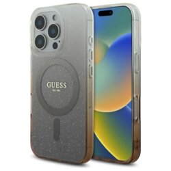 Husa iPhone 16 Pro Max originala Guess IML Glitter Gradient MagSafe, maro, GUHMP16XHGRCELW