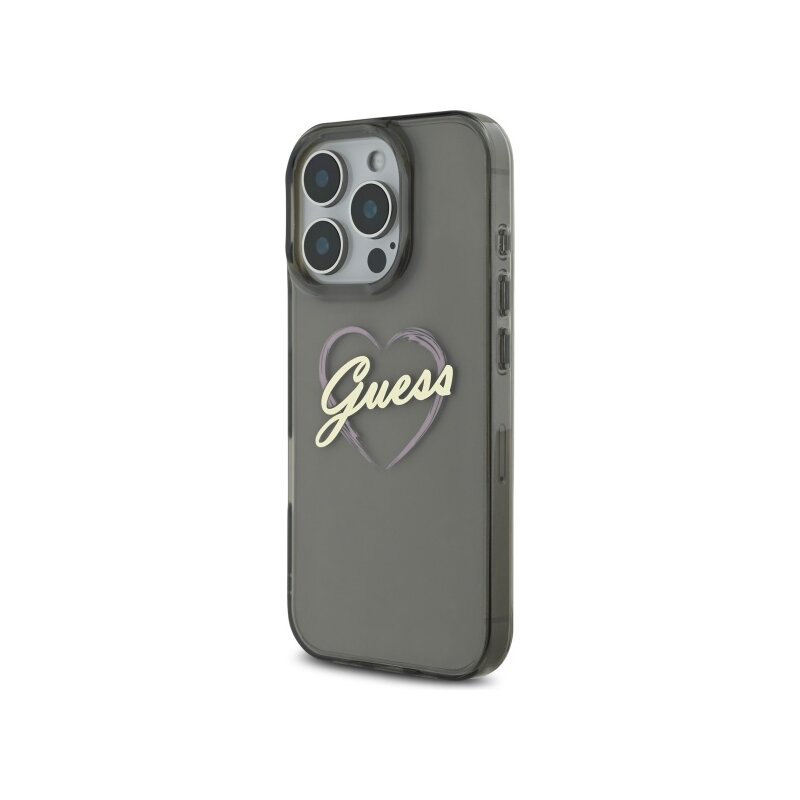 Husa Guess Hardcase IML Heart iPhone 16 Pro Max, negru, GUHCP16XHCHGSPK