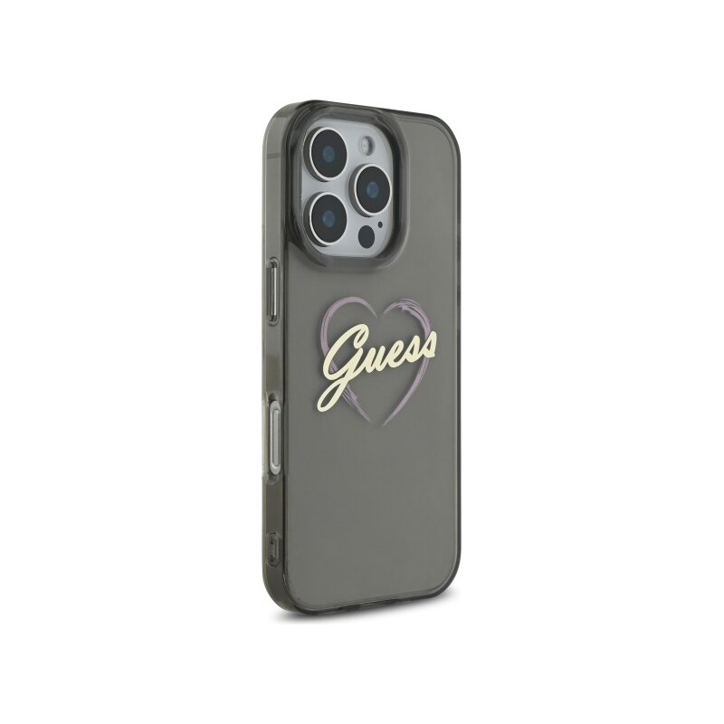 Husa Guess Hardcase IML Heart iPhone 16 Pro Max, negru, GUHCP16XHCHGSPK