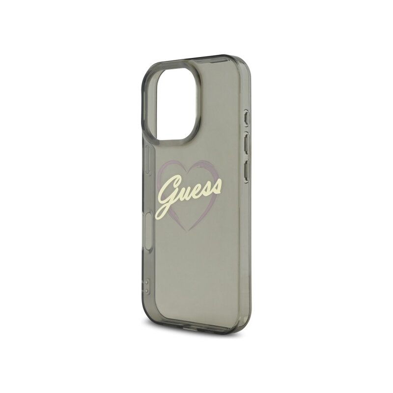 Husa Guess Hardcase IML Heart iPhone 16 Pro, negru, GUHCP16LHCHGSPK