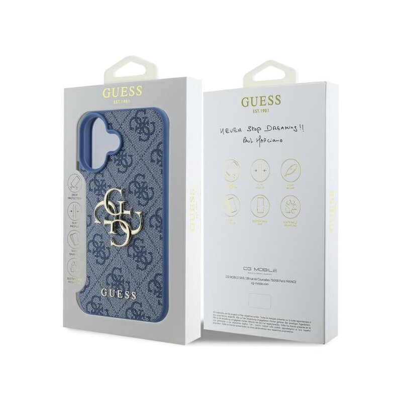 Husa originala Guess iPhone 16 Hardcase 4G Big Logo, albastru, GUHCP16S4GMGBL
