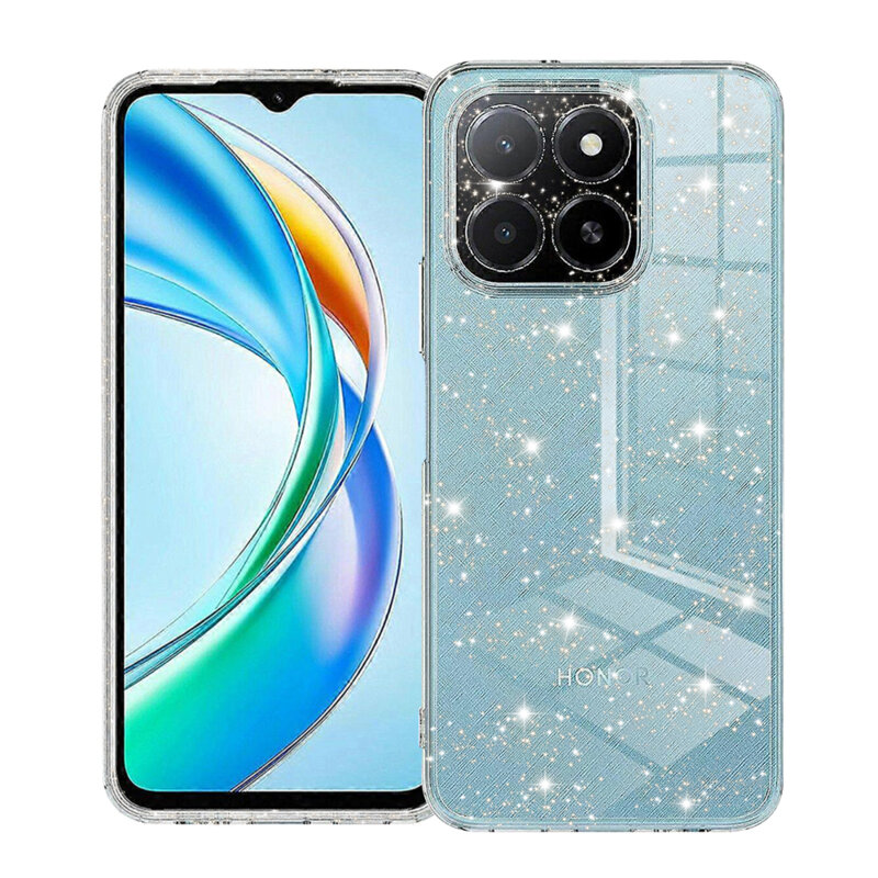 Husa sclipici Honor X5b Techsuit SparkleSkin, transparenta