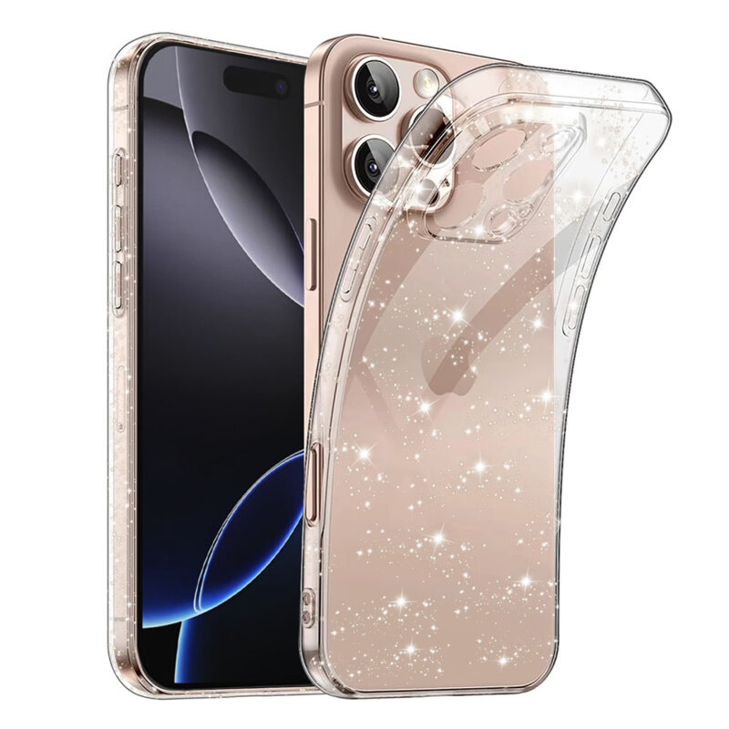 Husa sclipici iPhone 16 Pro Max Techsuit SparkleSkin, transparenta