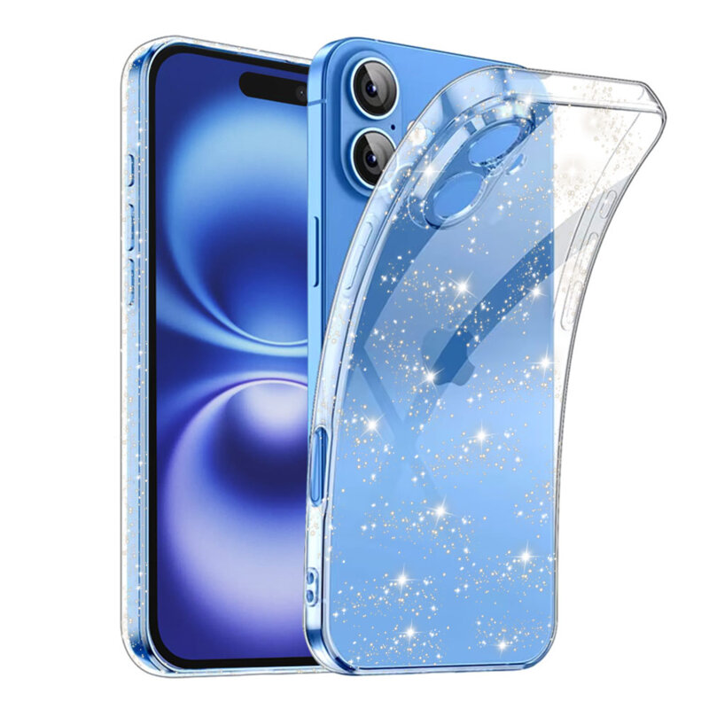 Husa sclipici iPhone 16 Techsuit SparkleSkin, transparenta