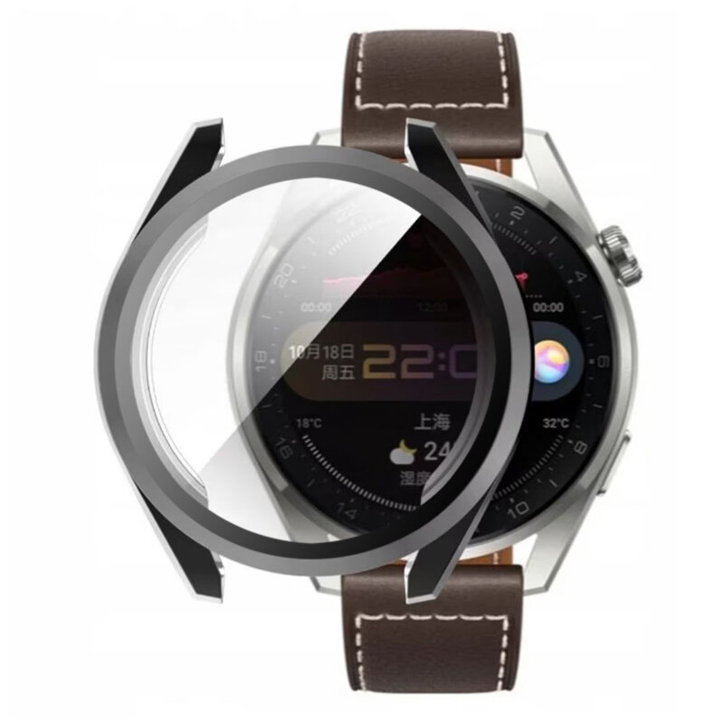 [Pachet 360°] Husa + folie Huawei Watch 3 Pro Techsuit Defense, negru