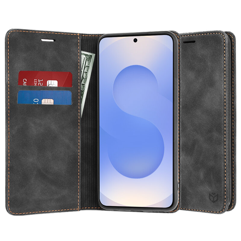Husa piele Samsung Galaxy S25 Techsuit Confy Cover, negru