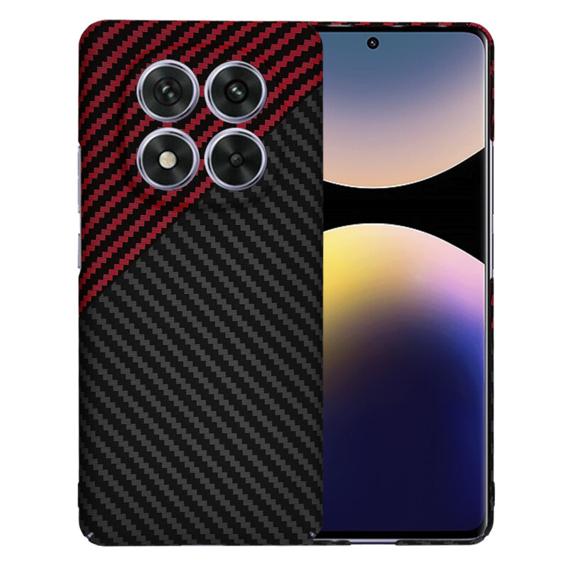 Husa Xiaomi Redmi Note 14 Pro 5G Techsuit Carbonite FiberShell, rosu inchis