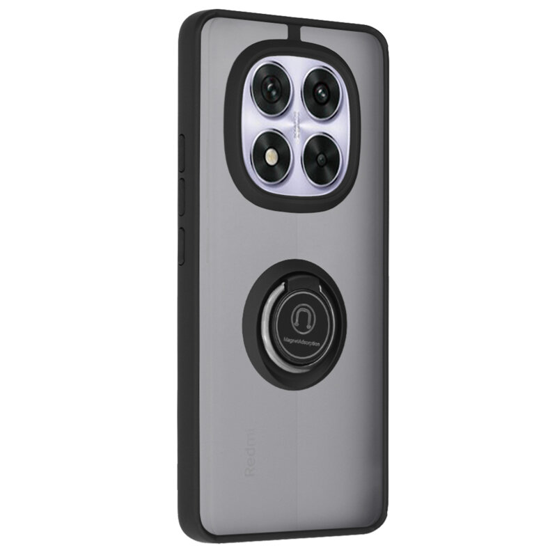 Husa Xiaomi Redmi Note 14 Pro 5G Techsuit Glinth cu inel suport stand magnetic, negru