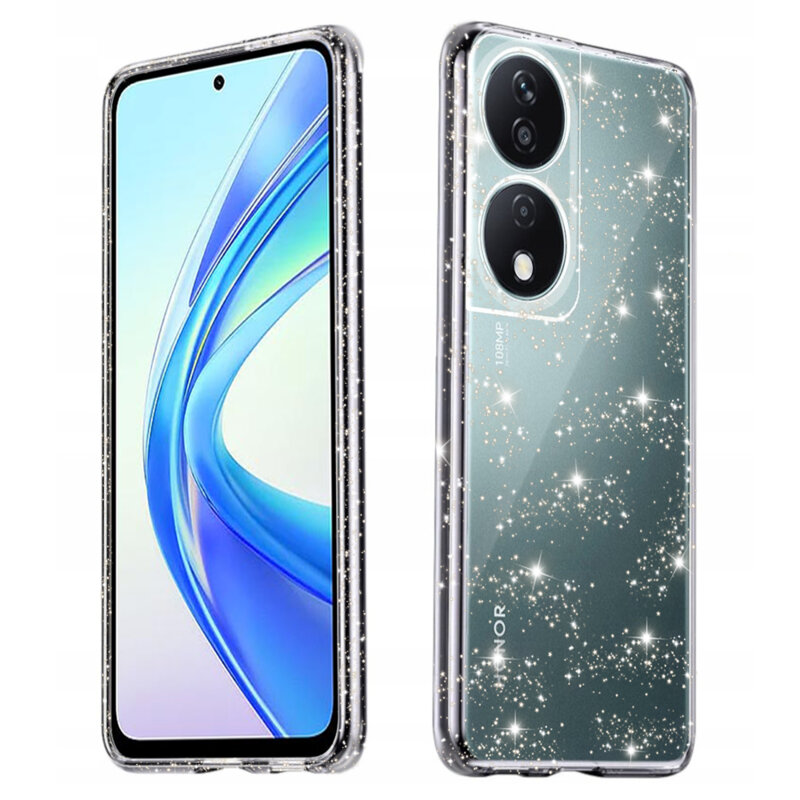 Husa sclipici Honor X7b 5G Techsuit SparkleSkin, transparenta