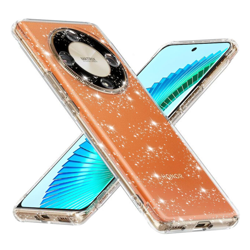Husa sclipici Honor Magic6 Lite Techsuit SparkleSkin, transparenta
