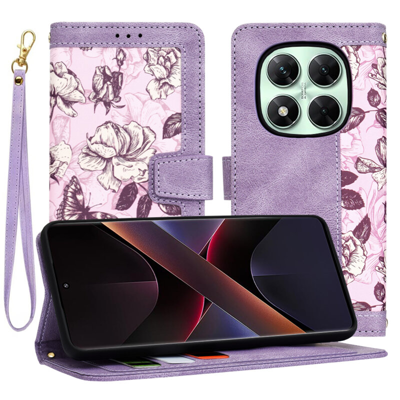 Husa personalizata fete Xiaomi Poco X7 Techsuit FlipCraft, mov