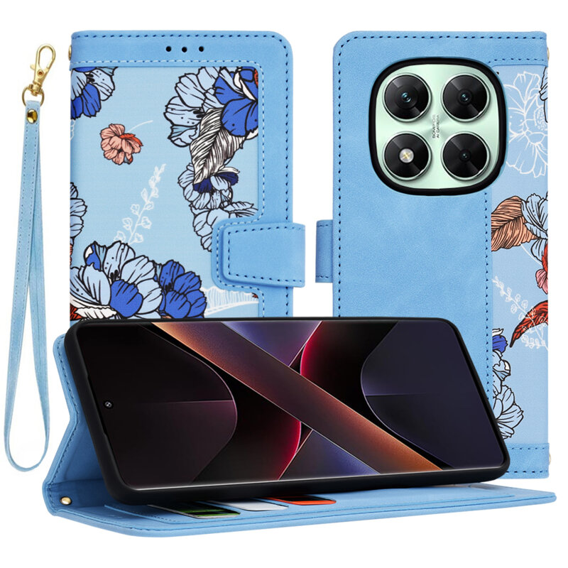 Husa personalizata fete Xiaomi Poco X7 Techsuit FlipCraft, bleu