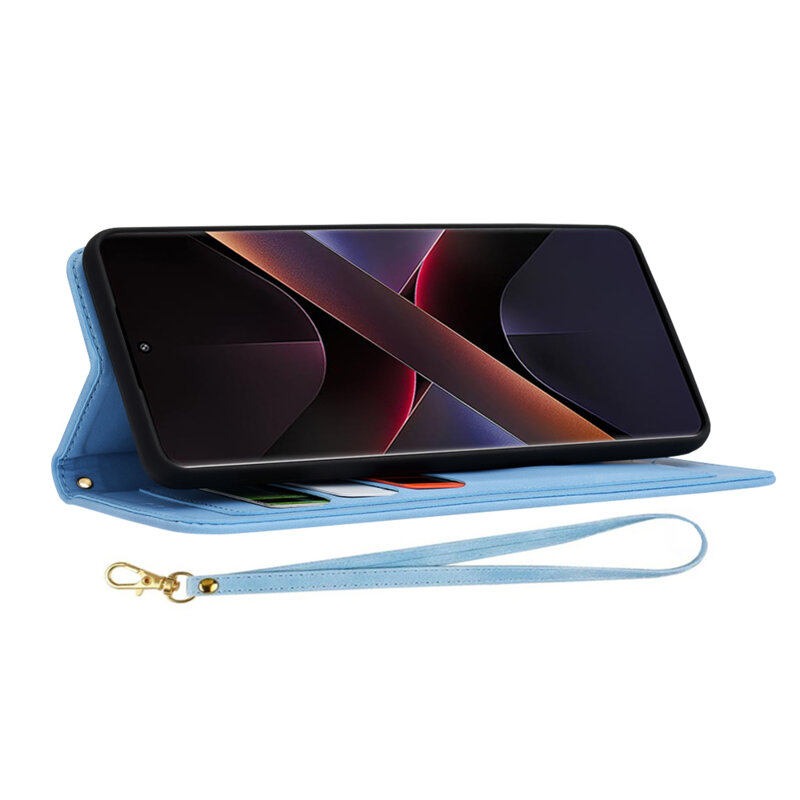 Husa personalizata fete Xiaomi Poco X7 Techsuit FlipCraft, bleu