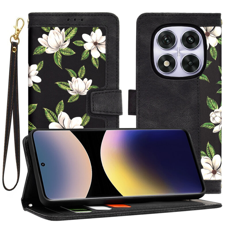 Husa personalizata fete Xiaomi Redmi Note 14 Pro 5G Techsuit FlipCraft, negru
