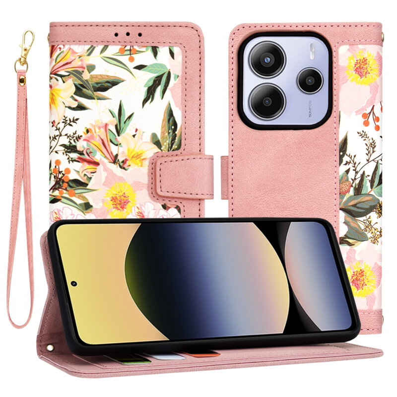 Husa personalizata fete Xiaomi Redmi Note 14 5G Techsuit FlipCraft, roz