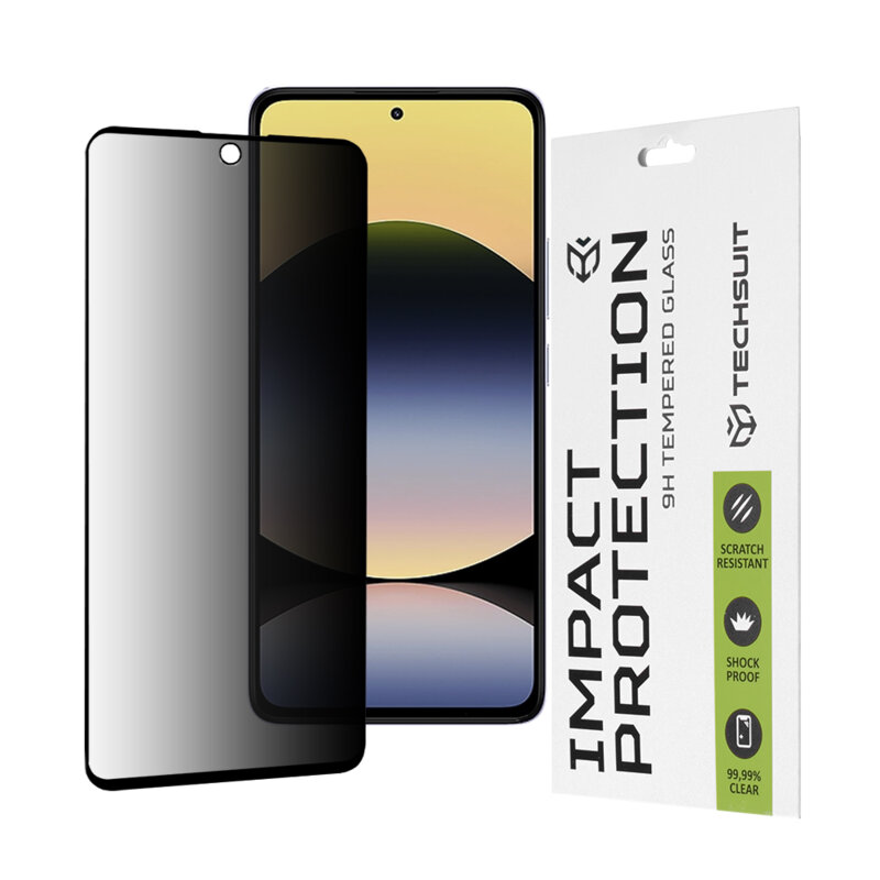 Folie sticla Xiaomi Redmi Note 14 4G (Regional) Techsuit 111D Privacy Full Glue, negru