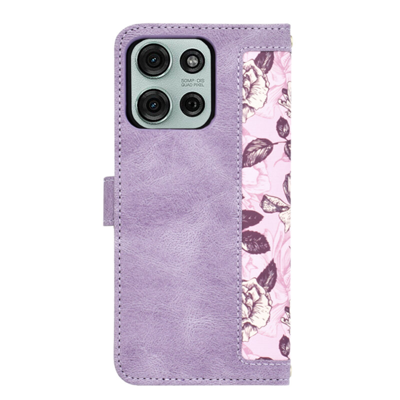 Husa personalizata fete Motorola Moto G75 Techsuit FlipCraft, mov