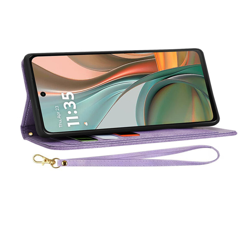 Husa personalizata fete Motorola Moto G75 Techsuit FlipCraft, mov