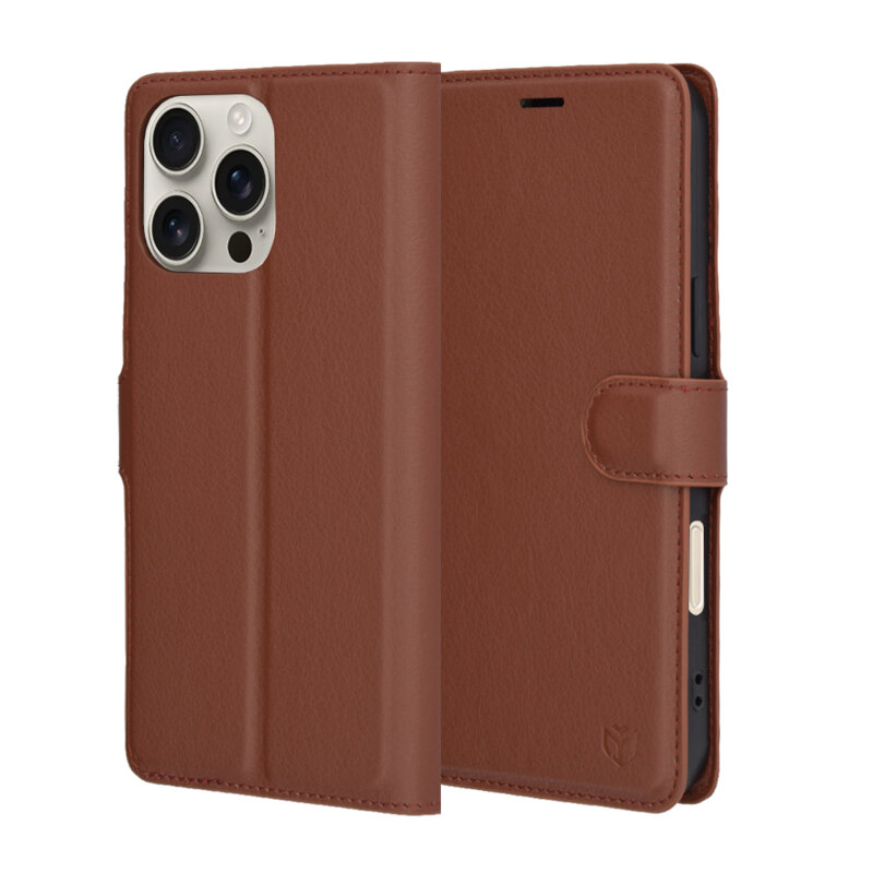 Husa iPhone 16 Pro Max Techsuit Leather Folio, maro