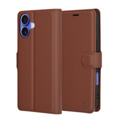 Husa iPhone 16 Techsuit Leather Folio, maro