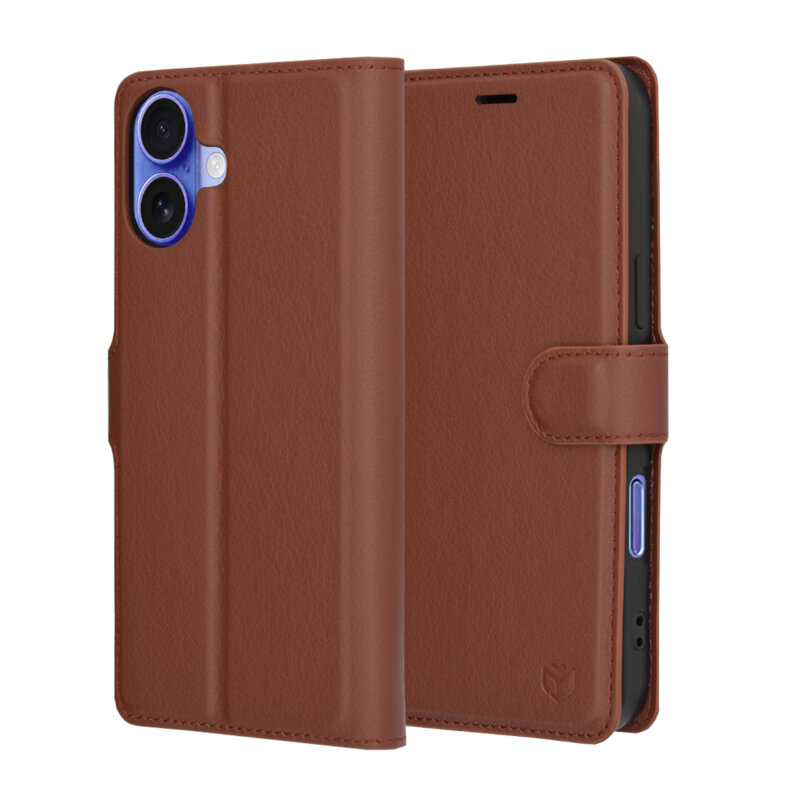Husa iPhone 16 Techsuit Leather Folio, maro