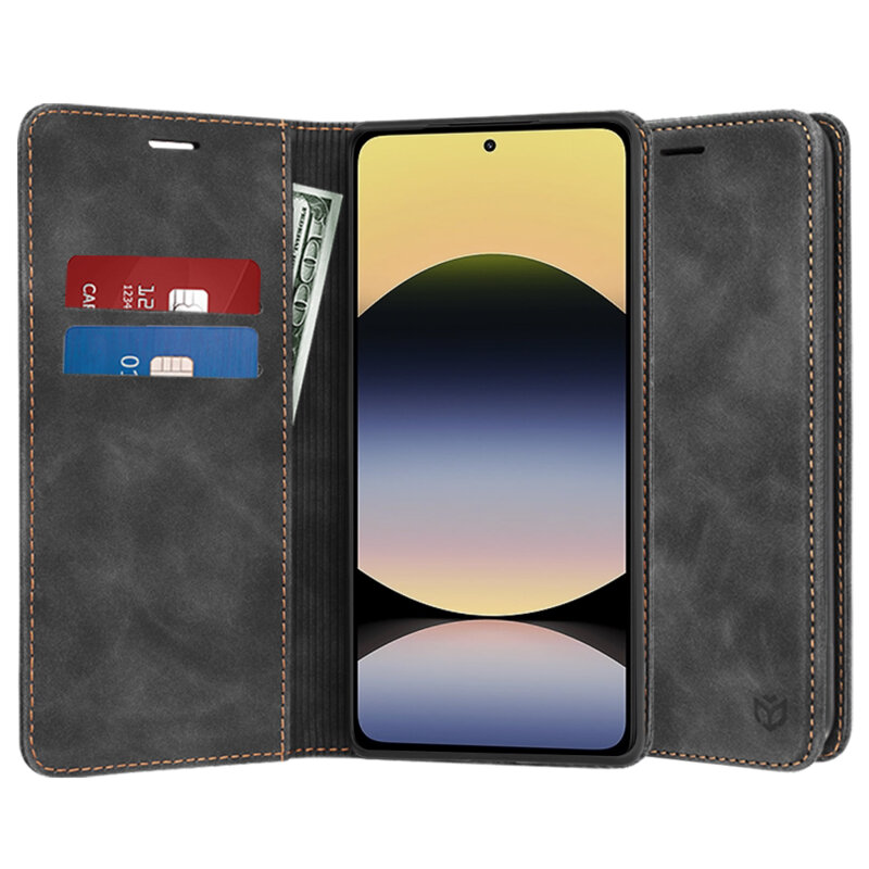 Husa piele Xiaomi Redmi Note 14 5G Techsuit Confy Cover, negru