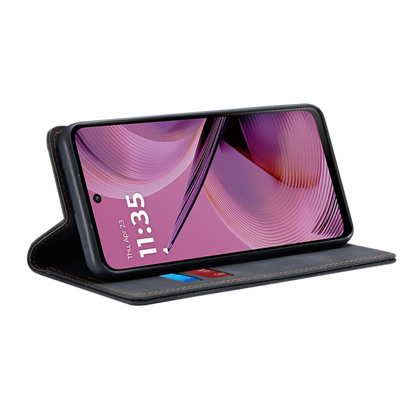 Husa piele Motorola Moto G55 Techsuit Confy Cover, negru