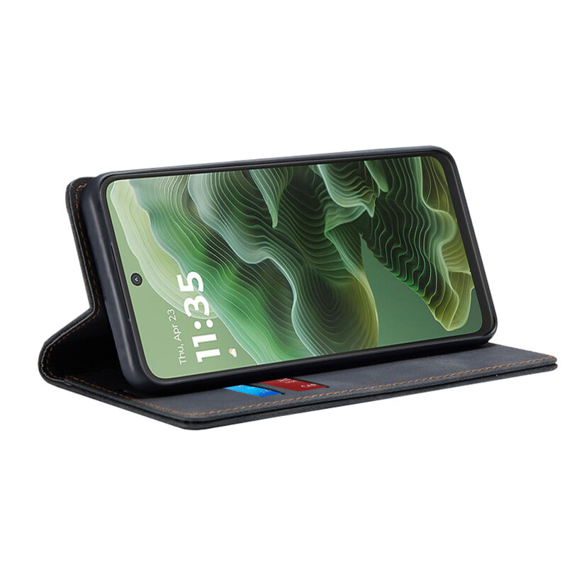 Husa piele Motorola Moto G35 Techsuit Confy Cover, negru