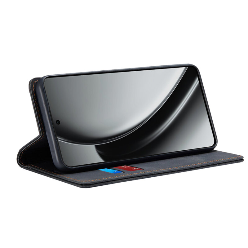 Husa piele Realme GT 6 Techsuit Confy Cover, negru