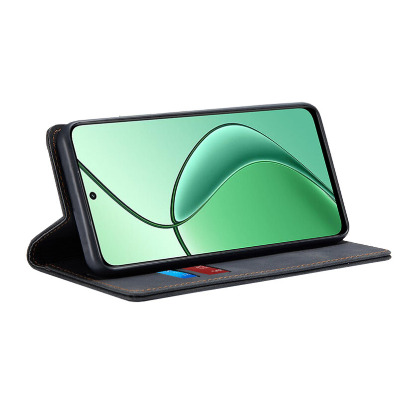 Husa piele Realme 12x Techsuit Confy Cover, negru