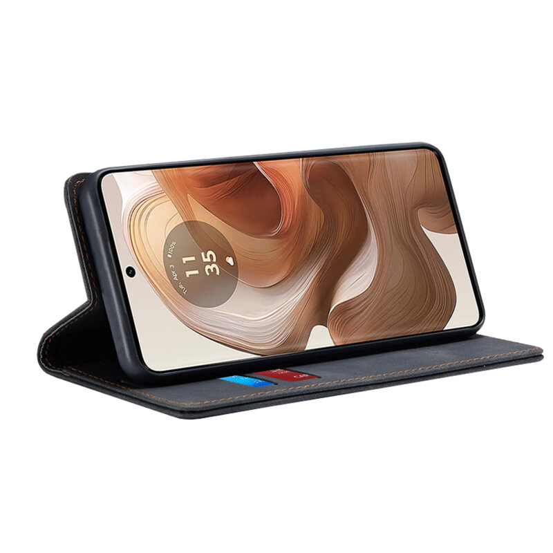 Husa piele Motorola Edge 50 Ultra Techsuit Confy Cover, negru