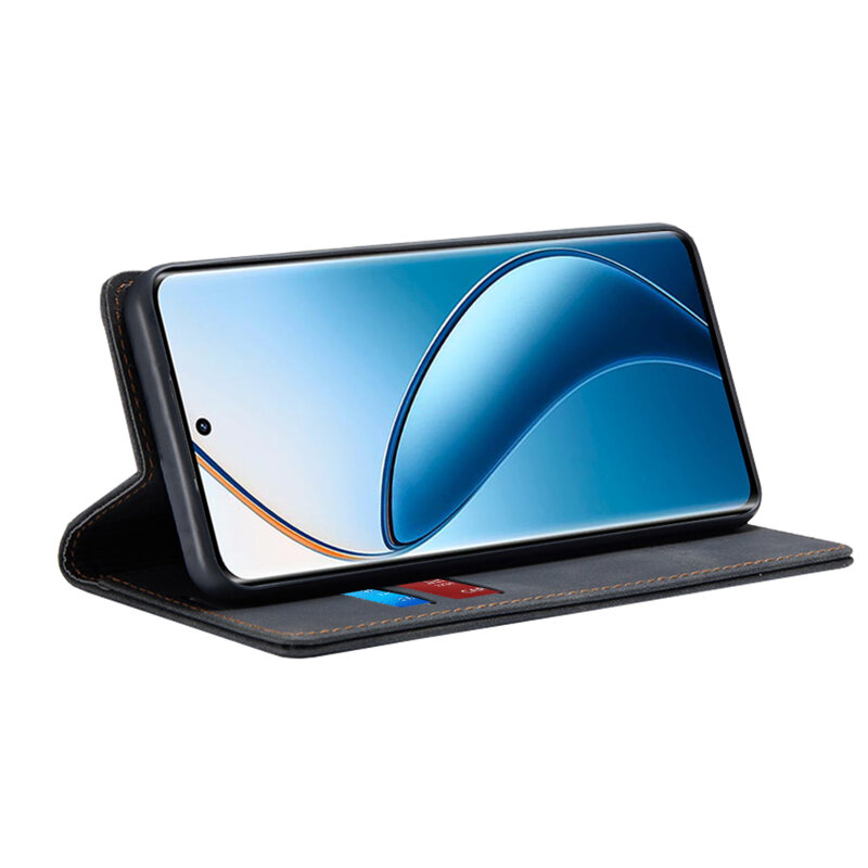 Husa piele Realme 12 Pro Techsuit Confy Cover, negru