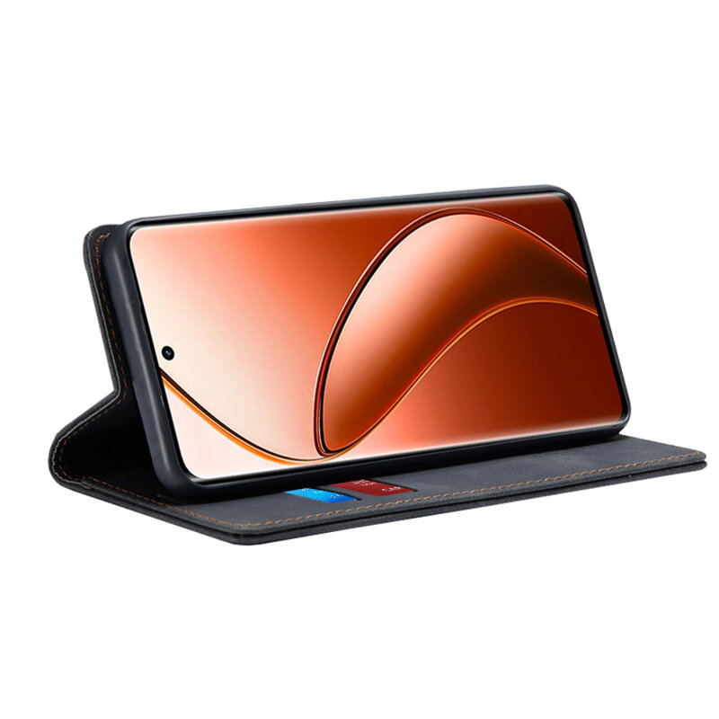 Husa piele Realme 12 Pro+ Techsuit Confy Cover, negru