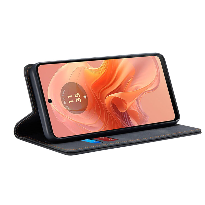 Husa piele Motorola Moto G04s Techsuit Confy Cover, negru