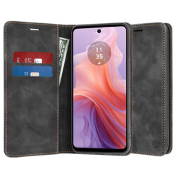 Husa piele Motorola Moto E14 Techsuit Confy Cover, negru