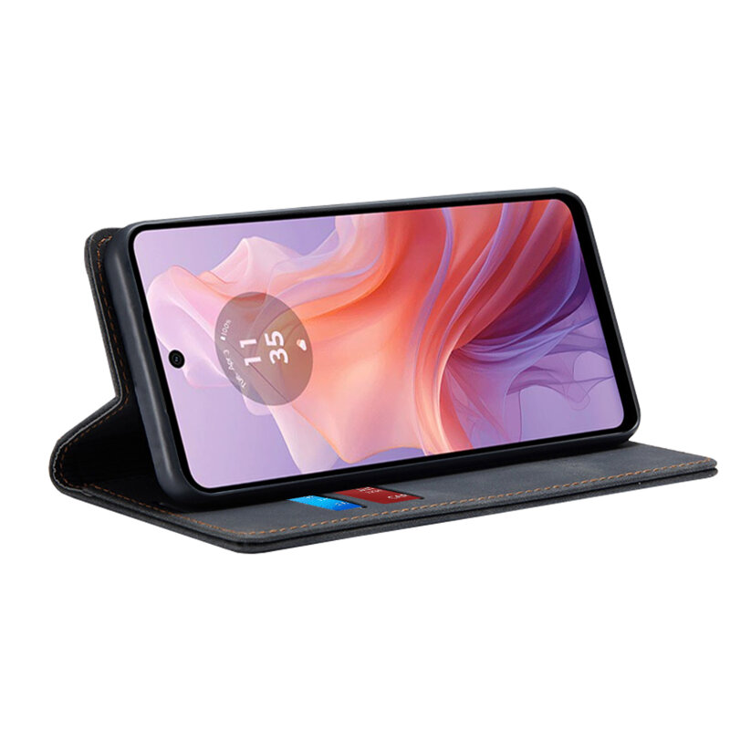 Husa piele Motorola Moto E14 Techsuit Confy Cover, negru