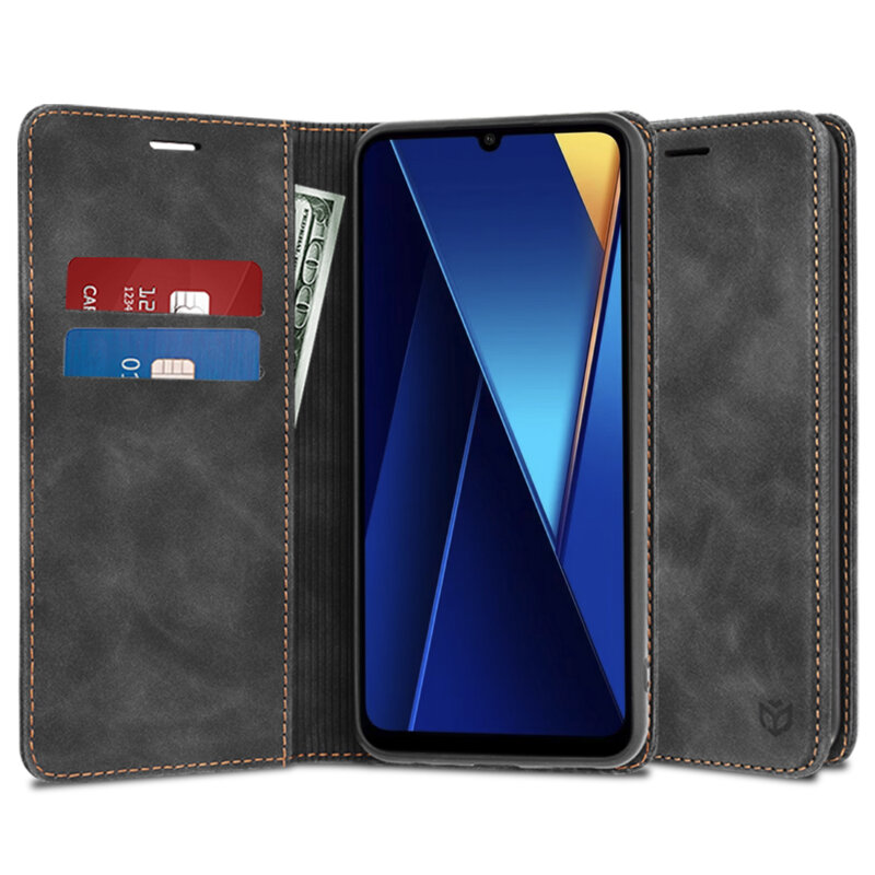 Husa piele Xiaomi Poco C65 Techsuit Confy Cover, negru