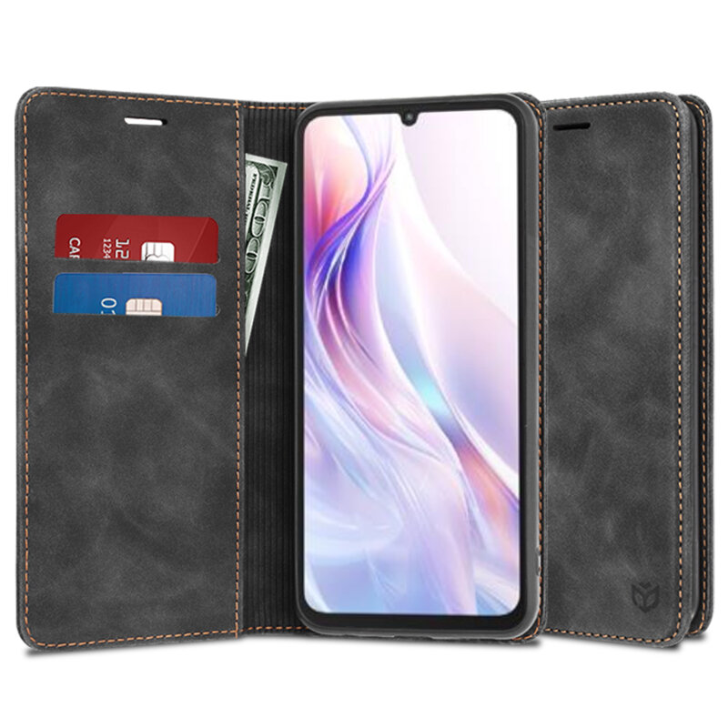 Husa piele Xiaomi Redmi 13C 5G Techsuit Confy Cover, negru