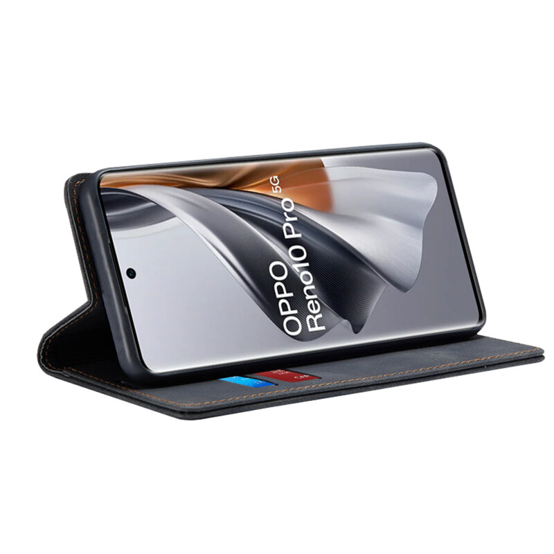Husa piele Oppo Reno10 Pro Techsuit Confy Cover, negru