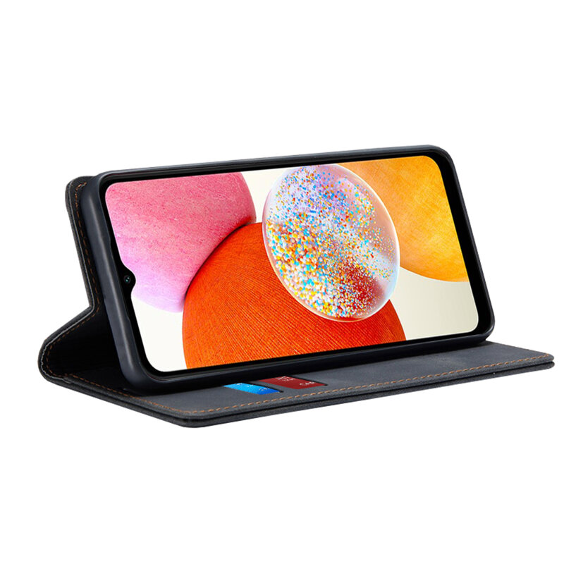 Husa piele Samsung Galaxy A14 4G Techsuit Confy Cover, negru