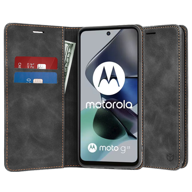 Husa piele Motorola Moto G23 Techsuit Confy Cover, negru