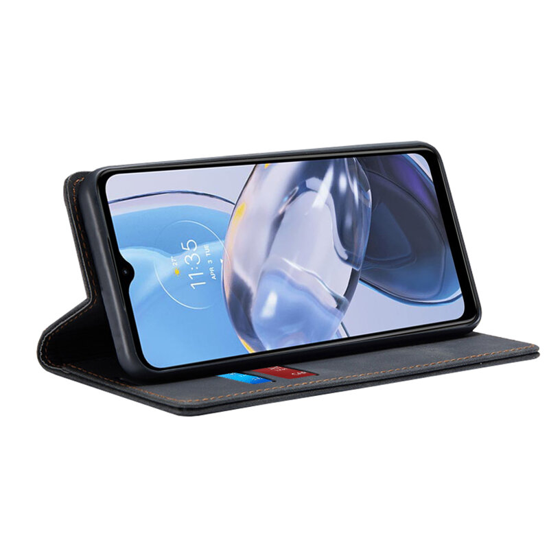 Husa piele Motorola Moto E22 Techsuit Confy Cover, negru
