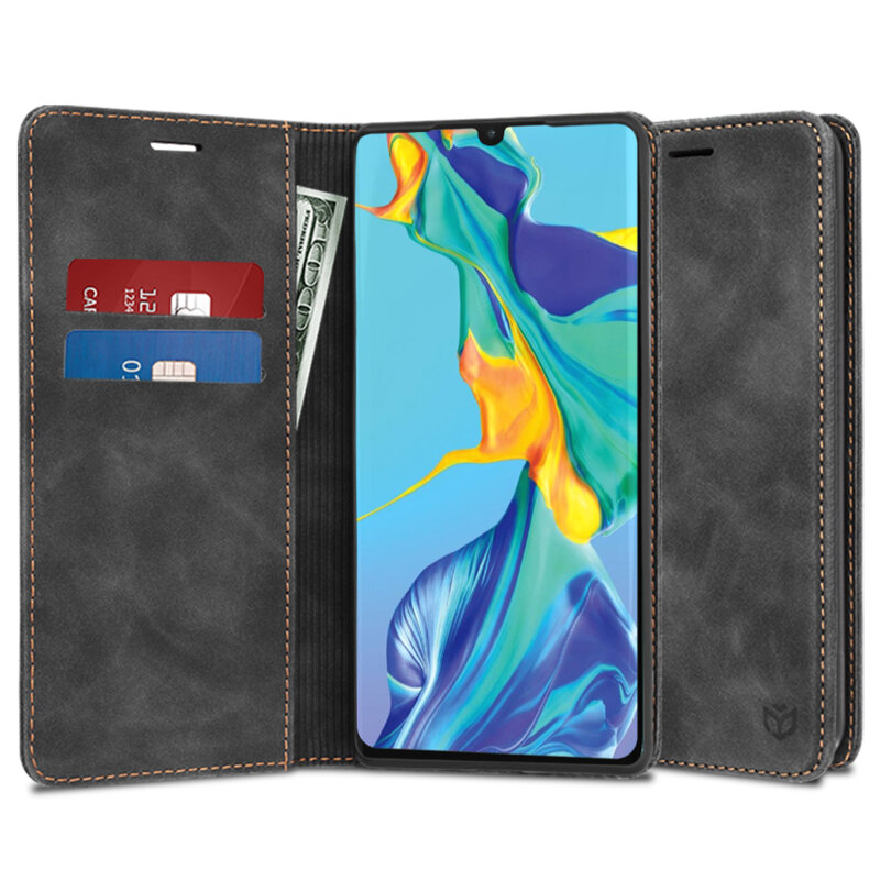 Husa piele Huawei P30 Pro Techsuit Confy Cover, negru