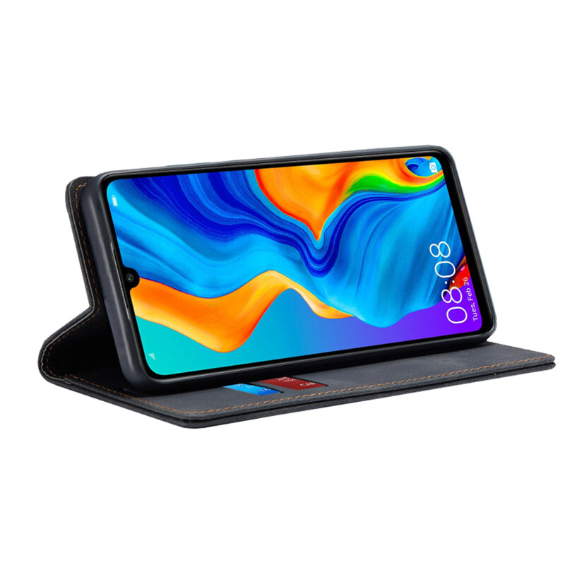 Husa piele Huawei P30 Lite New Edition Techsuit Confy Cover, negru