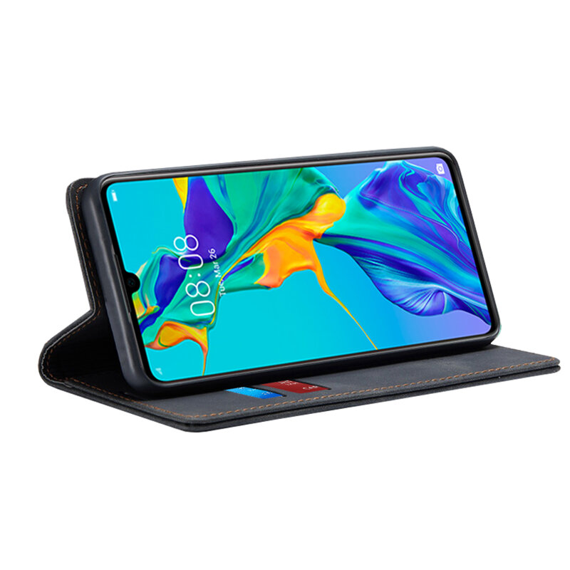 Husa piele Huawei P30 Techsuit Confy Cover, negru