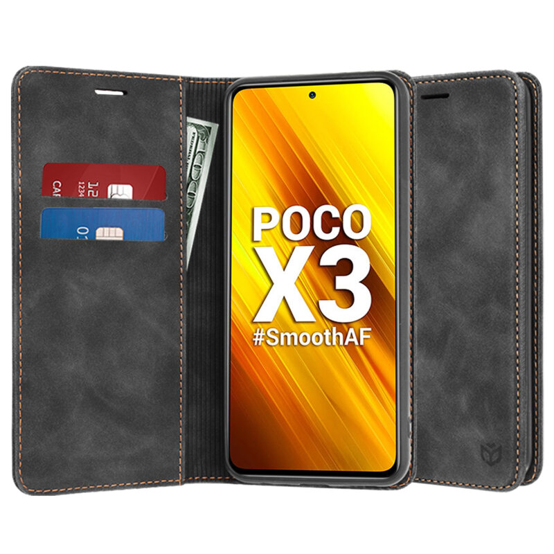 Husa piele Xiaomi Poco X3 Techsuit Confy Cover, negru