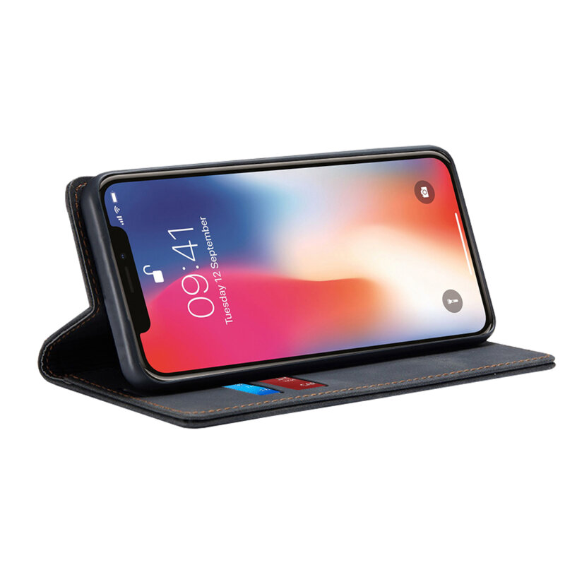 Husa piele iPhone X, iPhone 10 Techsuit Confy Cover, negru